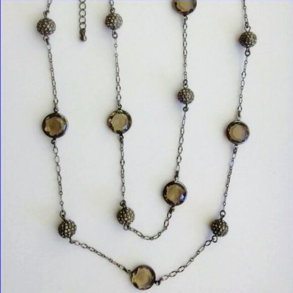 LIA SOPHIA "Jody" Cut Crystal / Smoky Hematite Necklace NIB / Retired - Picture 3 of 8